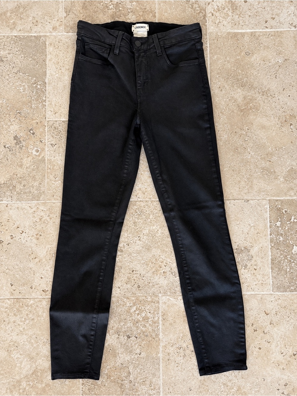 L'AGENCE Margot Skinny High-Rise Black Coated